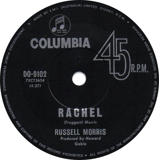 Russell Morris – Rachel 7" vinyl record, image 1 of 2