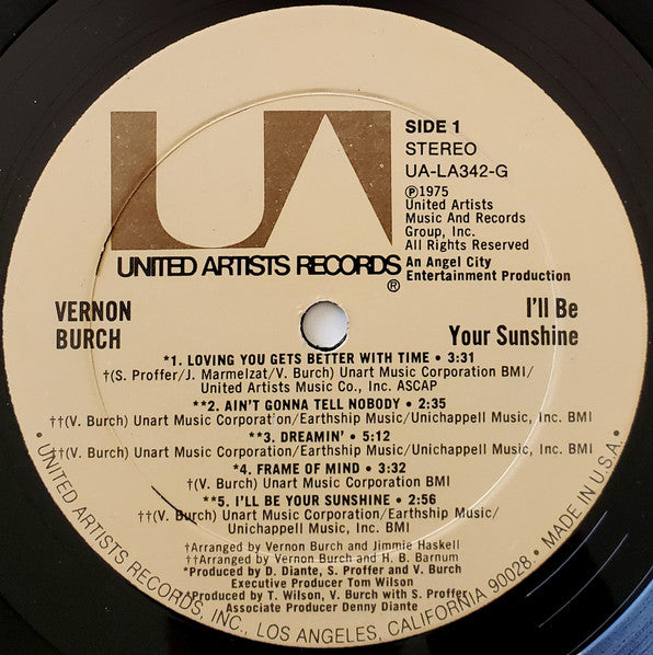 Vernon Burch – I'll Be Your Sunshine LP vinyl record, image 3 of 4