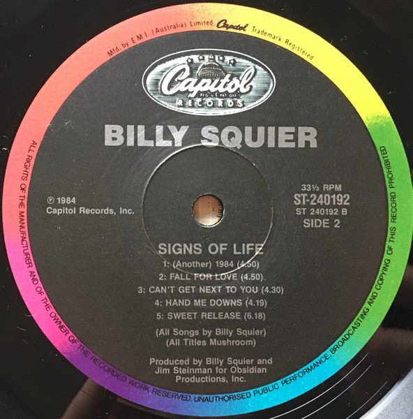 Billy Squier – Signs Of Life LP vinyl record, image 4 of 6