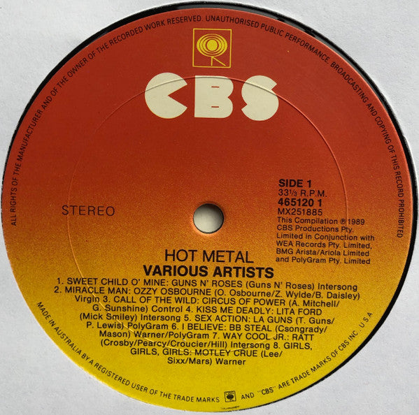 Various – Hot Metal Volume 1 LP vinyl record, image 5 of 6