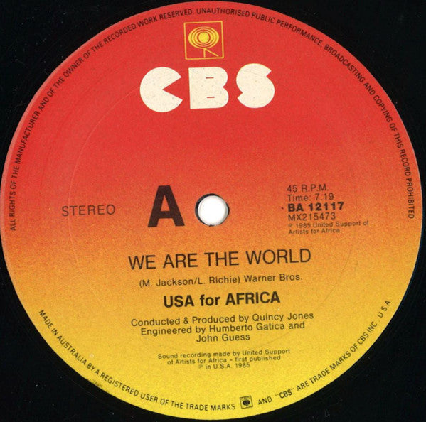 USA For Africa – We Are The World 12" vinyl record, image 3 of 4