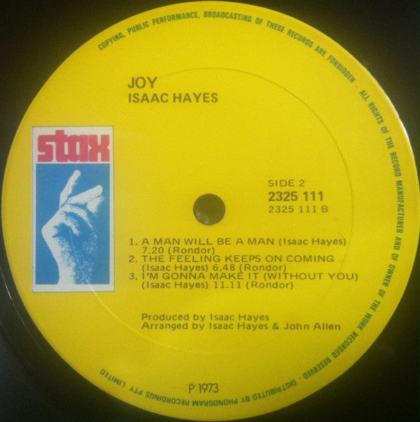 Isaac Hayes – Joy LP vinyl record, image 3 of 4