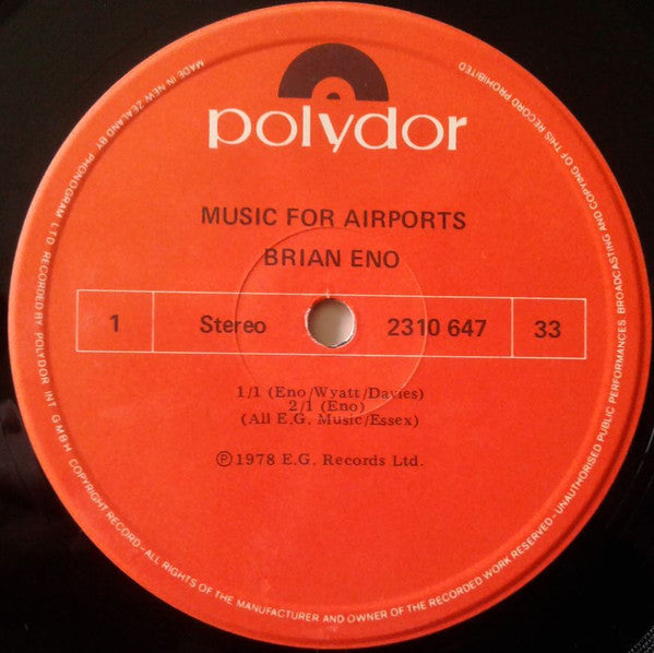 Brian Eno – Ambient 1 (Music For Airports) LP vinyl record, image 3 of 5