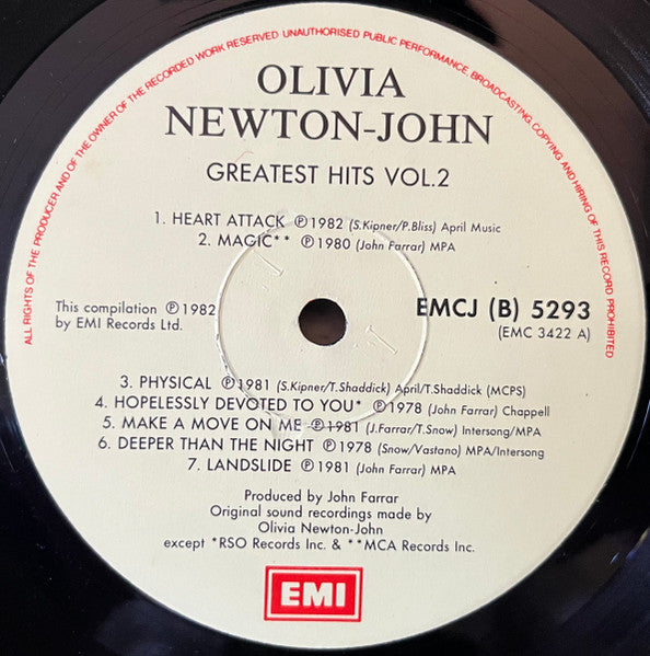 Olivia Newton-John – Olivia's Greatest Hits Volume 2 LP vinyl record, image 5 of 6
