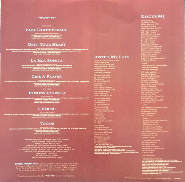 Madonna – The Immaculate Collection (2xLP) LP vinyl record, image 10 of 10