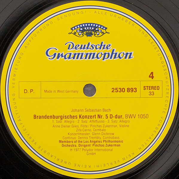 Johann Sebastian Bach, Members Of The Los Angeles Philharmonic, Pinchas Zukerman – 6 Brandenburghische Konzerte (2xLP) LP vinyl record, image 8 of 8