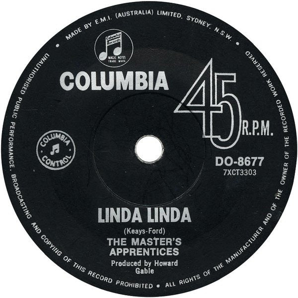 The Master's Apprentices – Linda Linda 7" vinyl record, image 1 of 2