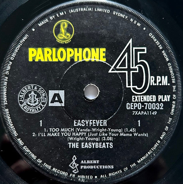 The Easybeats – Easyfever 7" vinyl record, image 3 of 4