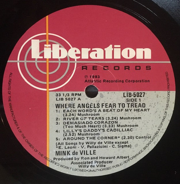 Mink DeVille – Where Angels Fear To Tread LP vinyl record, image 3 of 6