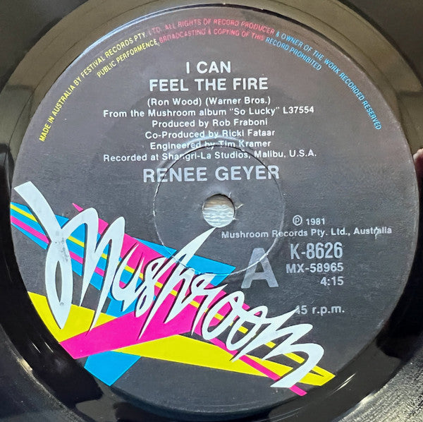 Renee Geyer – I Can Feel The Fire 7" vinyl record, image 1 of 3