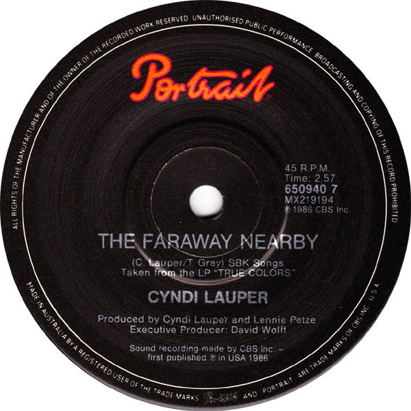 Cyndi Lauper – Boy Blue 7" vinyl record, image 2 of 2