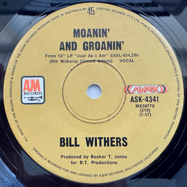 Bill Withers – Ain't No Sunshine 7" vinyl record, image 2 of 3