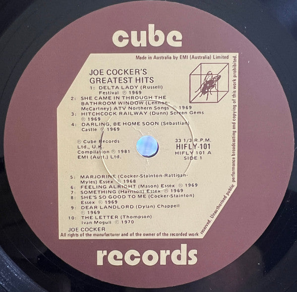 Joe Cocker – Joe Cocker's Greatest Hits LP vinyl record, image 3 of 4