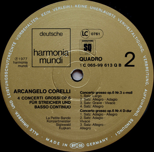 Arcangelo Corelli, La Petite Bande, Sigiswald Kuijken – Concerti Grossi Opus 6, 1-4 LP vinyl record, image 4 of 4