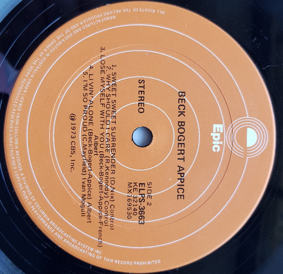 Beck, Bogert & Appice – Beck, Bogert & Appice LP vinyl record, image 4 of 4