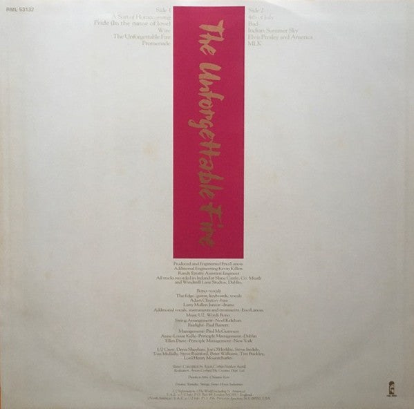 U2 – The Unforgettable Fire LP vinyl record, image 6 of 7