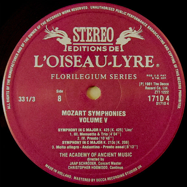 Wolfgang Amadeus Mozart, The Academy Of Ancient Music – The Symphonies Salzburg 1775-1783 (4xLP) LP vinyl record, image 9 of 10