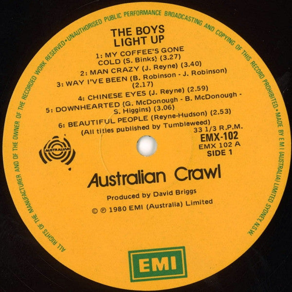 Australian Crawl – The Boys Light Up LP vinyl record, image 3 of 6