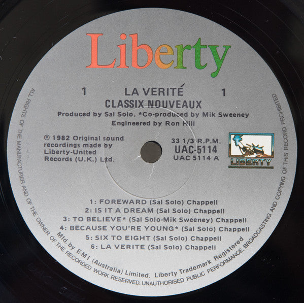 Classix Nouveaux – La Verité LP vinyl record, image 3 of 4
