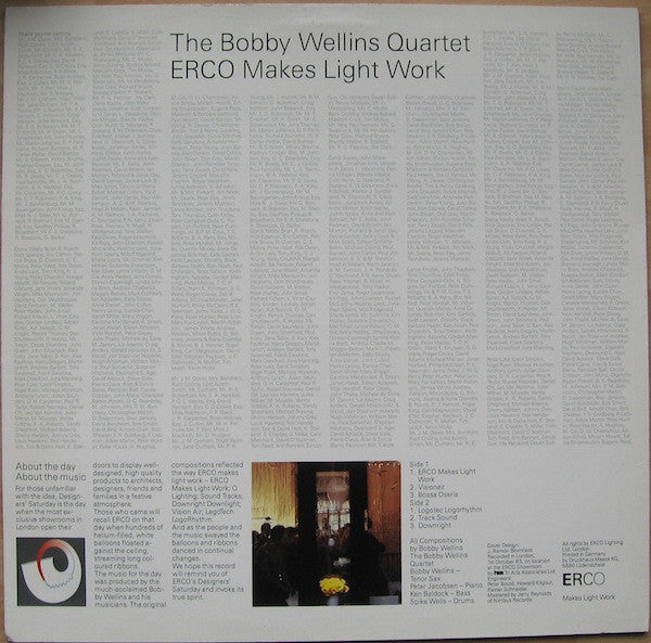 Bobby Wellins Quartet – ERCO Makes Light Work LP vinyl record, image 2 of 4