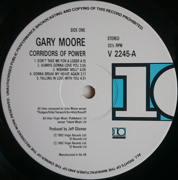 Gary Moore – Corridors Of Power LP vinyl record, image 3 of 4