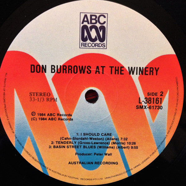 Don Burrows – Burrows At The Winery LP vinyl record, image 5 of 5