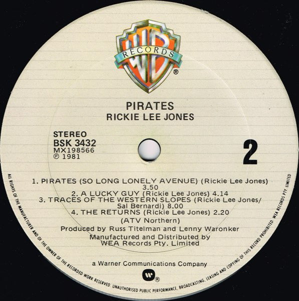 Rickie Lee Jones – Pirates LP vinyl record, image 4 of 7