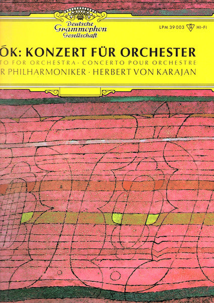 Béla Bartók, Berliner Philharmoniker, Herbert von Karajan – Konzert Für Orchester LP vinyl record, image 1 of 3