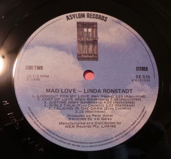 Linda Ronstadt – Mad Love LP vinyl record, image 4 of 4
