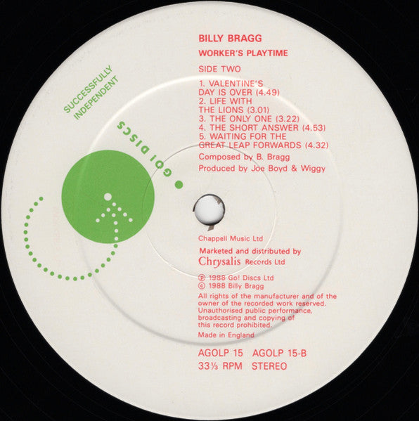 Billy Bragg – Workers Playtime LP vinyl record, image 4 of 7