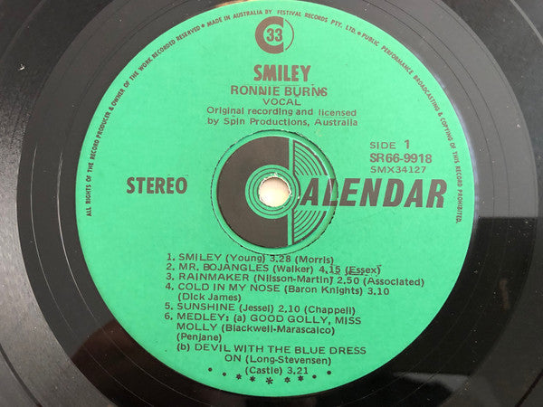 Ronnie Burns – Smiley LP vinyl record, image 4 of 4