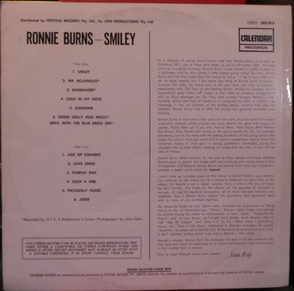 Ronnie Burns – Smiley LP vinyl record, image 2 of 4