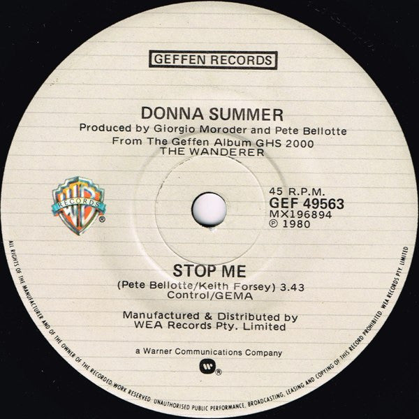 Donna Summer – The Wanderer 7" vinyl record, image 4 of 4
