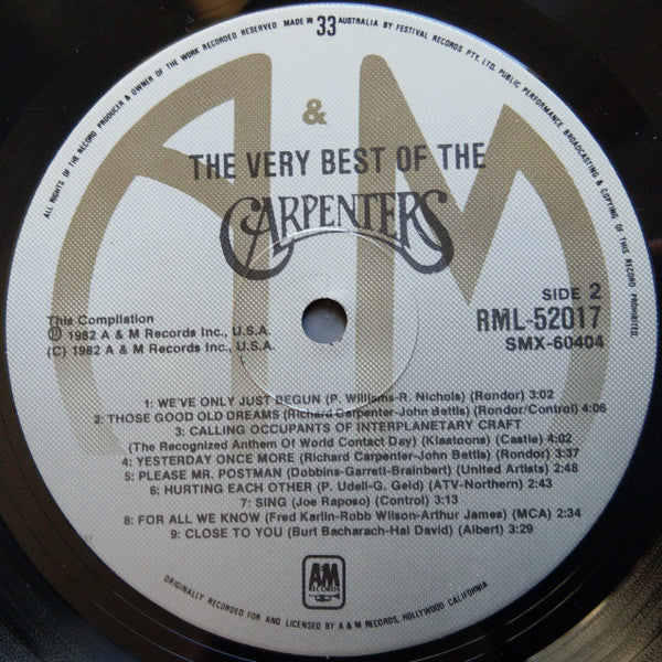 Carpenters – The Very Best Of The Carpenters LP vinyl record, image 4 of 4