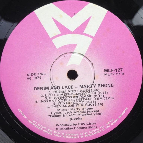 Marty Rhone – Denim And Lace LP vinyl record, image 4 of 4