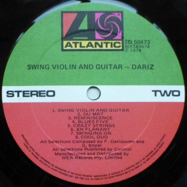 Francis Darizcuren – Swing, Violin And Guitar LP vinyl record, image 4 of 4