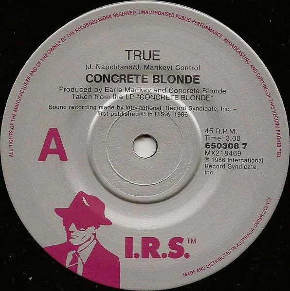 Concrete Blonde – True / Cold Part Of Town 7" vinyl record, image 1 of 3