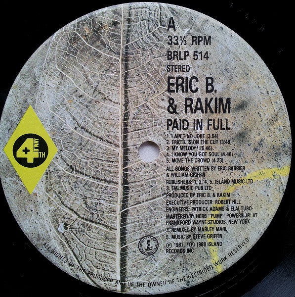 Eric B. & Rakim – Paid In Full LP vinyl record, image 3 of 4