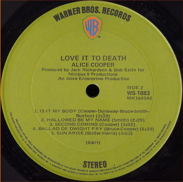Alice Cooper – Love It To Death LP vinyl record, image 3 of 3