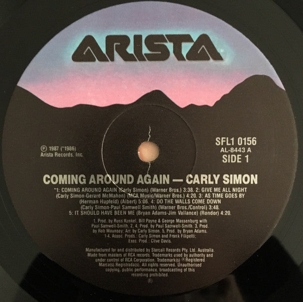 Carly Simon – Coming Around Again LP vinyl record, image 3 of 4