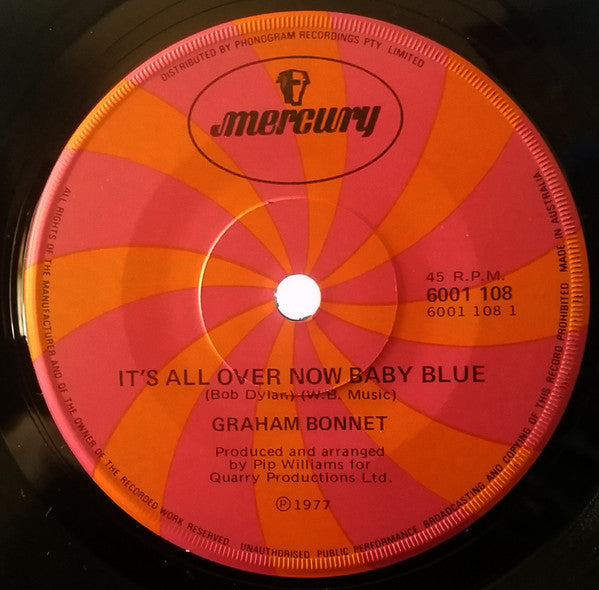 Graham Bonnet – It's All Over Now, Baby Blue 7" vinyl record, image 1 of 2