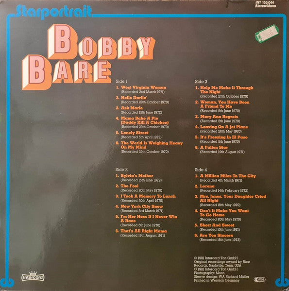 Bobby Bare – Starportrait (2xLP) LP vinyl record, image 3 of 7