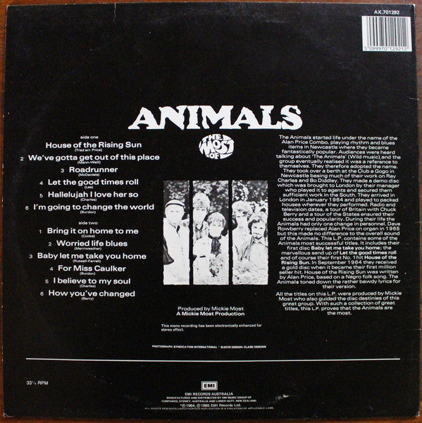 The Animals – The Most Of LP vinyl record, image 2 of 4