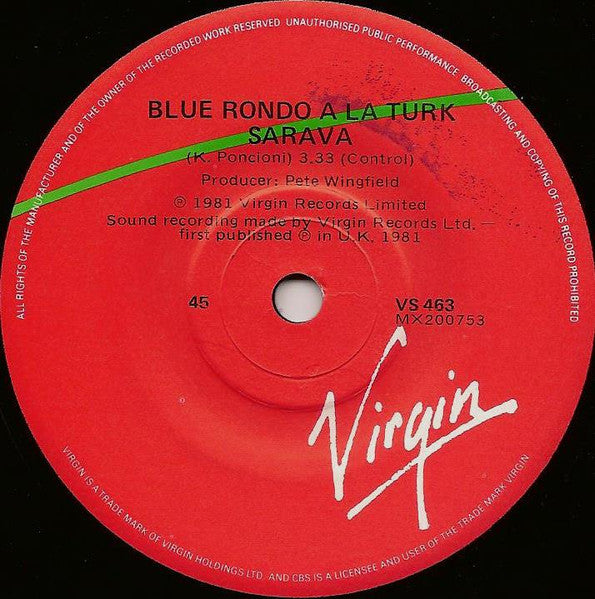 Blue Rondo À La Turk – Me And Mr. Sanchez 7" vinyl record, image 4 of 4
