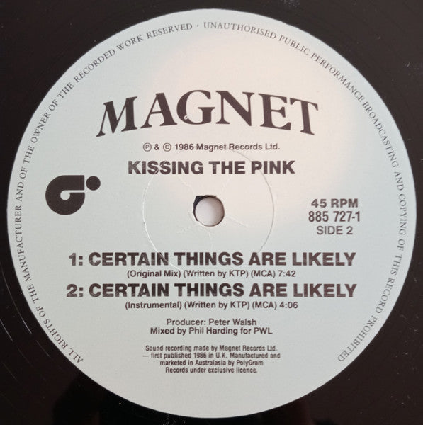 Kissing The Pink – Certain Things Are Likely 12" vinyl record, image 5 of 5