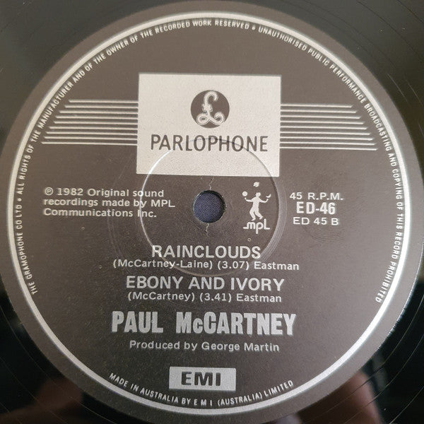 Paul McCartney – Ebony And Ivory 12" vinyl record, image 5 of 5