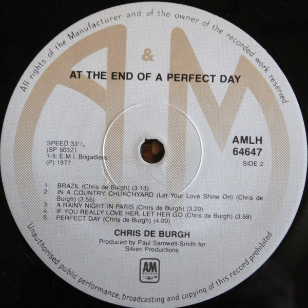 Chris de Burgh – At The End Of A Perfect Day LP vinyl record, image 7 of 7