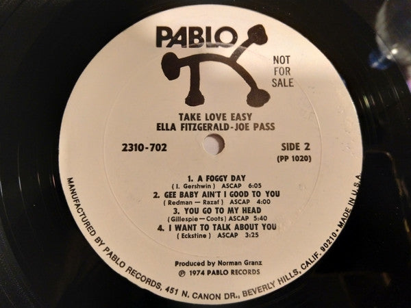 Ella Fitzgerald, Joe Pass – Take Love Easy LP vinyl record, image 4 of 4