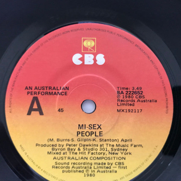 Mi-Sex – People 7" vinyl record, image 3 of 4
