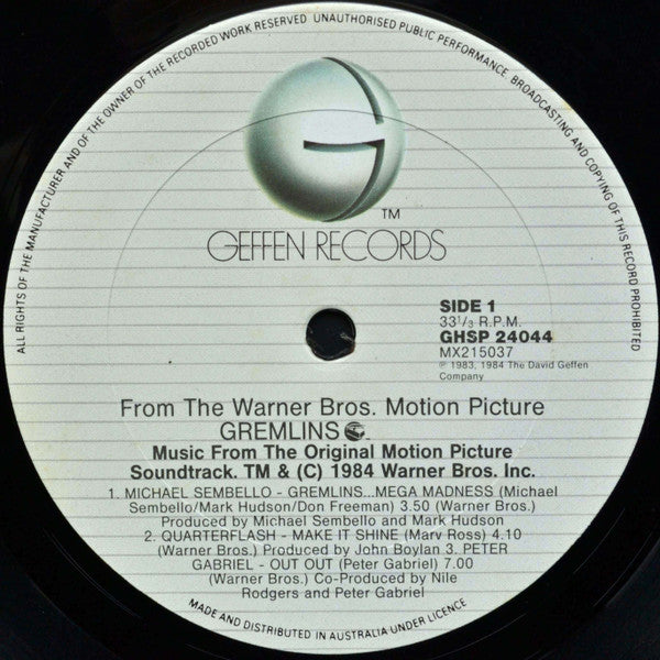 Various – Gremlins (Music From The Original Motion Picture Sound Track) LP vinyl record, image 3 of 4